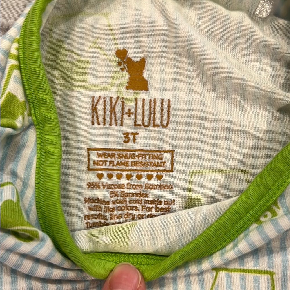 Green and White Kids Pajamas - Picture 2 of 2